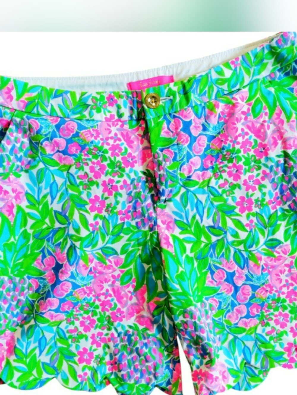 Lilly Pulitzer Cherry O Scalloped Shorts Bermuda Colorful Tropical Knit